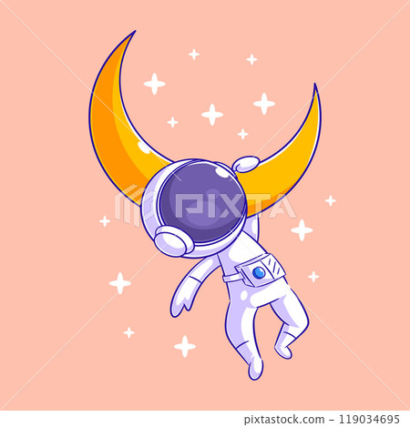 Astronaut hanging on the moon with one hand Astronaut hanging on the moon with one hand 119034695