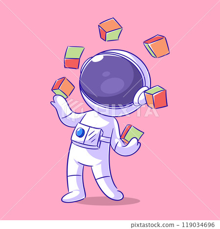 Astronaut is playing colorful dice roll Astronaut is playing colorful dice roll 119034696