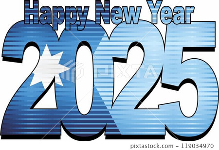 Happy New Year 2025 with Minnesota flag inside 119034970