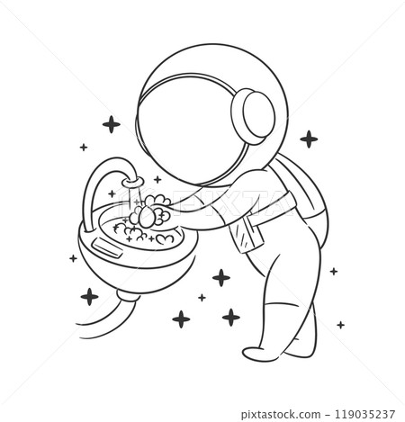 Astronaut washing his hands in the sink for coloring Astronaut washing his hands in the sink for coloring 119035237
