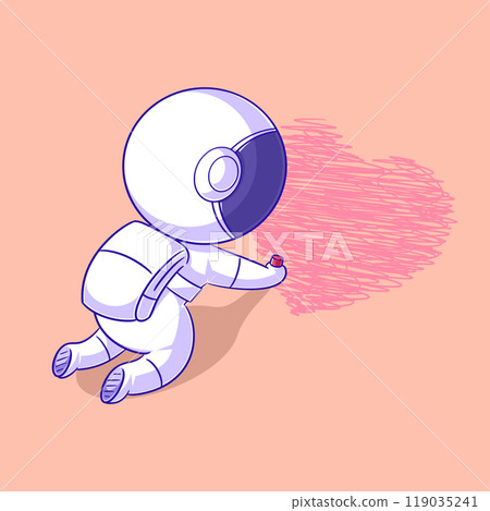 Astronaut drawing a red heart Astronaut drawing a red heart 119035241