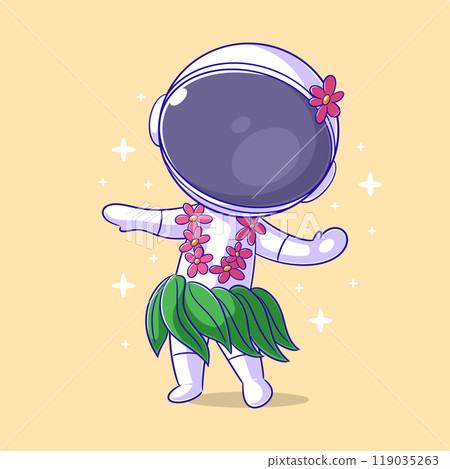 Astronaut dancing the hula dance happily 119035263
