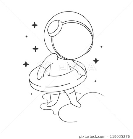 Astronaut is wearing a swim balloon for coloring Astronaut is wearing a swim balloon for coloring 119035276