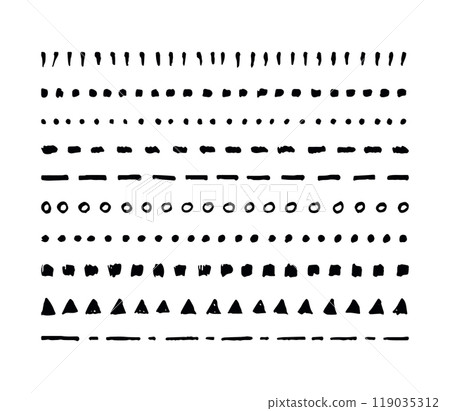 Hand Drawn Ink Brush Strokes Set, Stains Vector Collection Isolated on White 119035312