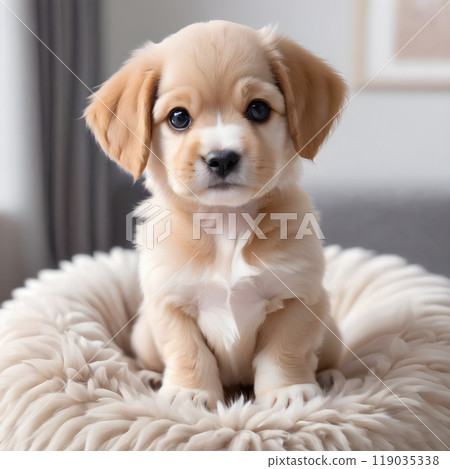 puppy dog on a couch 119035338