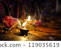 Candles at  hindu temple in Jaipur 119035619