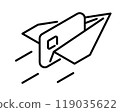 Icon paper airplane with bank card.  119035622