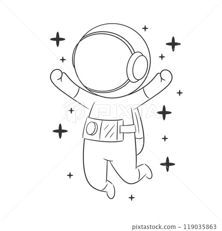 Astronaut doing a jump in space for coloring 119035863