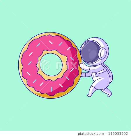 Astronaut carrying a large donut 119035902