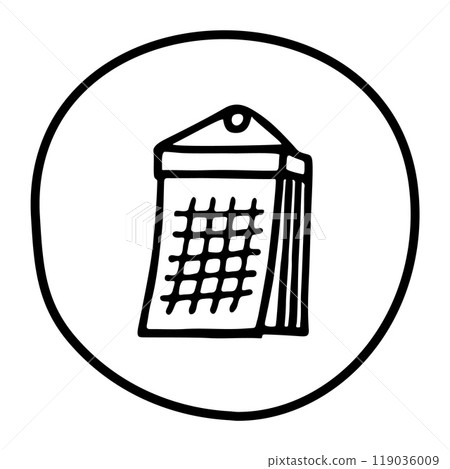Doodle calendar schedule icon or logo, hand drawn with thin black line. Doodle calendar schedule icon or logo, hand drawn with thin black line. 119036009
