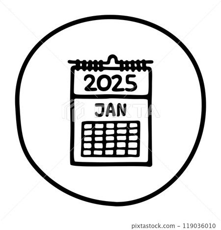 Doodle calendar schedule icon or logo, hand drawn with thin black line. Doodle calendar schedule icon or logo, hand drawn with thin black line. 119036010