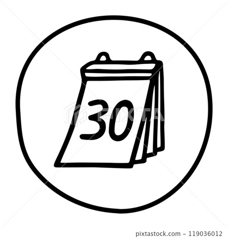 Doodle calendar end month icon or logo, hand drawn with thin black line. Doodle calendar end month icon or logo, hand drawn with thin black line. 119036012