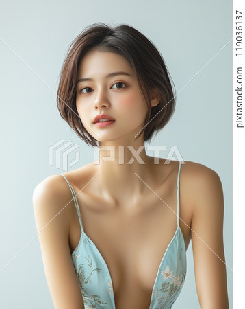 穿著暴露大量皮膚的衣服的女人 穿著暴露大量皮膚的衣服的女人 119036137