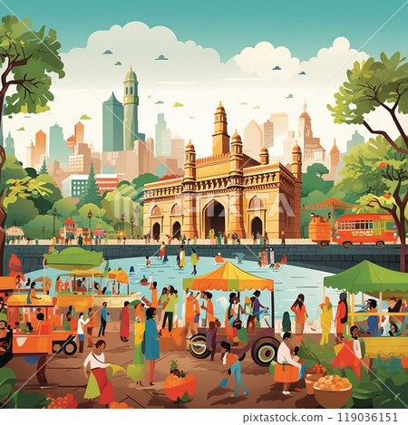 Vibrant Mumbai: Bustling Markets, Landmarks, and Cultural Heritage 119036151