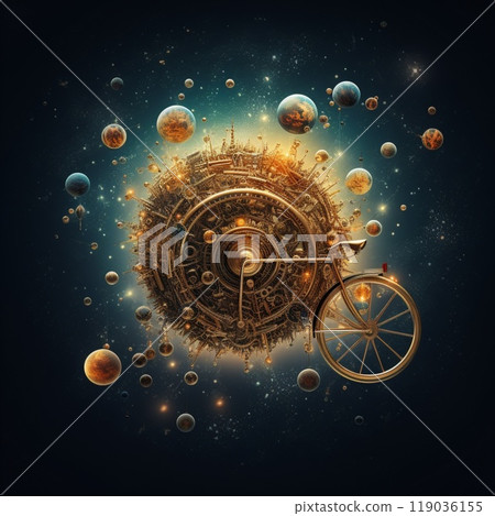 Celestial Cycles - Bicycle with Wheels of Celestial Bodies 119036155