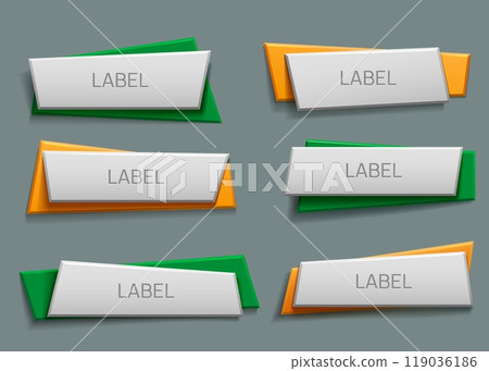 Banner tags. Label shapes. Design sign for sticker or modern frame board. Origami abstract border. Creative ribbons. Geometric paper badges. Square patches for text. Vector layouts set Banner tags. Label shapes. Design sign for sticker or modern frame board. Origami abstract border. Creative ribbons. Geometric paper badges. Square patches for text. Vector layouts set 119036186