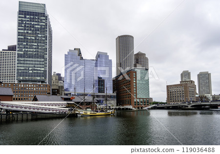 View of the Boston skyline from the bay, USA View of the Boston skyline from the bay, USA 119036488
