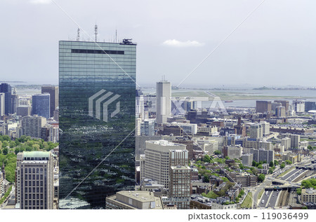 Aerial view of central Boston and John Hancock Tower, USA 119036499