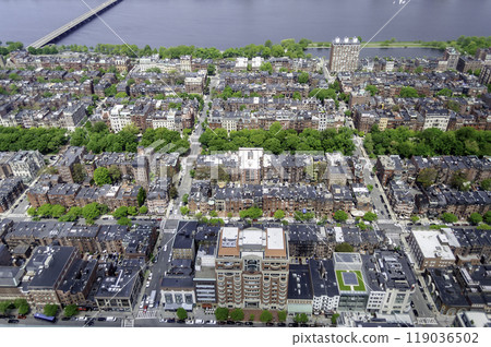 Aerial view of the Back Bay district, Boston, USA 119036502