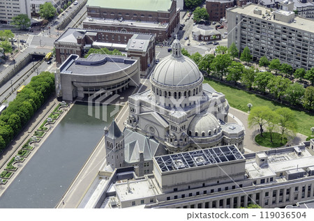 Aerial view with First Church of Christ Scientist, Boston, USA 119036504