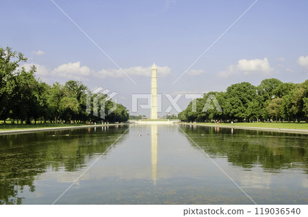 The iconic Washington Monument and Reflecting Pool, Washington DC, USA 119036540