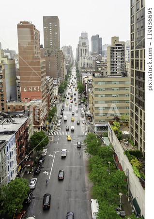 Aerial view of the 1st Avenue, New York City, USA Aerial view of the 1st Avenue, New York City, USA 119036695