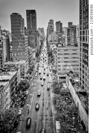 Aerial view of the 1st Avenue, New York City, USA Aerial view of the 1st Avenue, New York City, USA 119036696