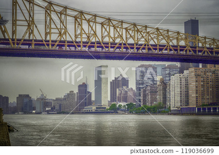 Queensboro Bridge and United Nations Headquarters, New York City, USA Queensboro Bridge and United Nations Headquarters, New York City, USA 119036699