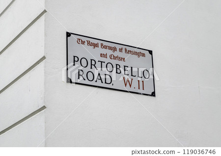 Portobello Road Sign in Notting Hill, London, UK 119036746
