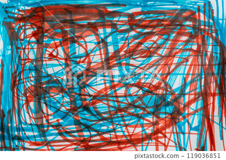 An abstract with overlapping blue and red strokes forming a chaotic, dynamic pattern. An abstract with overlapping blue and red strokes forming a chaotic, dynamic pattern. 119036851