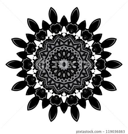 Vector mandala design , relaxing and easy mandala art for tattoo design isolated on white background 119036863