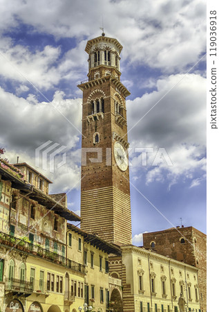 Lamberti Tower in Piazza Signori, Verona, Italy 119036918