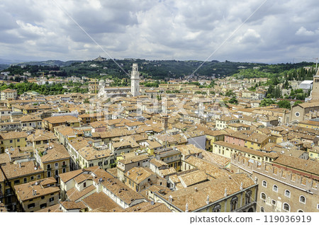 Aerial view of central Verona, Italy 119036919