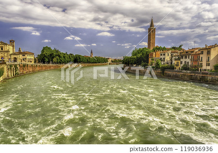 View Over Adige River in Verona, Italy 119036936