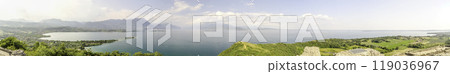 Panoramic aerial view from the Manerba Rock on Lake Garda, Italy 119036967