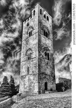 Bell tower of the Cathedral of Erice, Sicily, Italy 119037033