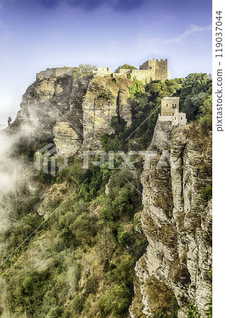 View over medieval Castle of Venus in Erice, Sicily, Italy 119037044