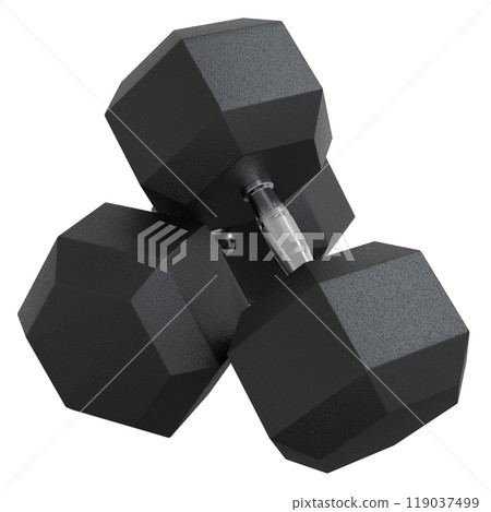 Blank Two Hex Dumbbells, weightlifting gym equipment 119037499
