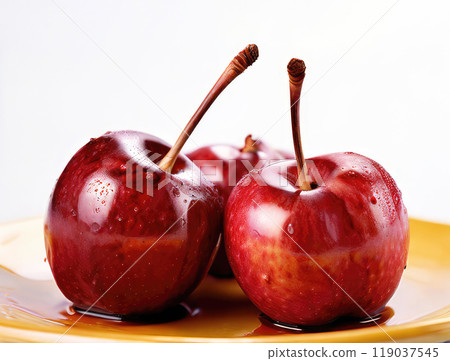 Red baked apples close up. 119037545