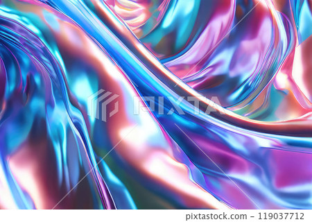 Iridescent fabric background. Cloth holographic texture. 119037712