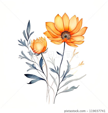 Colorful delicate bouquet of flowers. Watercolor illustration. Colorful delicate bouquet of flowers. Watercolor illustration. 119037741