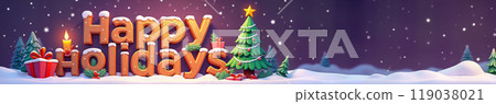 Holiday greetings on banner. Holiday greetings on banner. 119038021