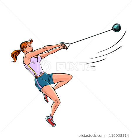 Hammer throw by athlete. Olympic competition to become champion. Sports lifestyle and athletics. Hammer throw by athlete. Olympic competition to become champion. Sports lifestyle and athletics. 119038314