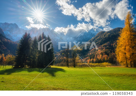 Mountains at beautiful sunset in summer. Colorful landscape Mountains at beautiful sunset in summer. Colorful landscape 119038343
