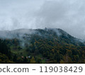 Village Transcarpathia region scenic Carpathian mountains view Ukraine Europe Autumn countryside landscape Lush foliage 119038429