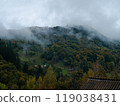 Village Transcarpathia region scenic Carpathian mountains view Ukraine Europe Autumn countryside landscape Lush foliage 119038431