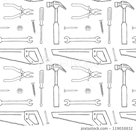 Vector seamless pattern of hand drawn instruments Vector seamless pattern of hand drawn instruments 119038832