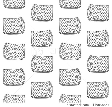 Vector seamless pattern of equestrian saddle pad 119038834