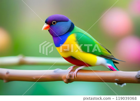 Beautiful multi colored Gouldian finch bird from Australia 119039368