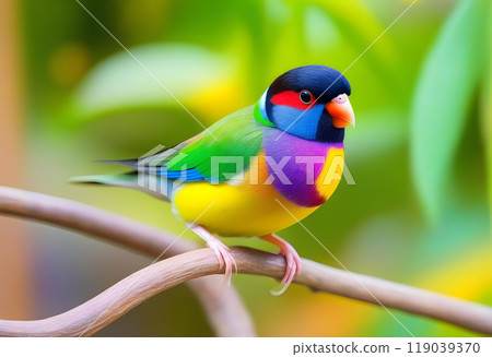 Beautiful multi colored Gouldian finch bird from Australia 119039370